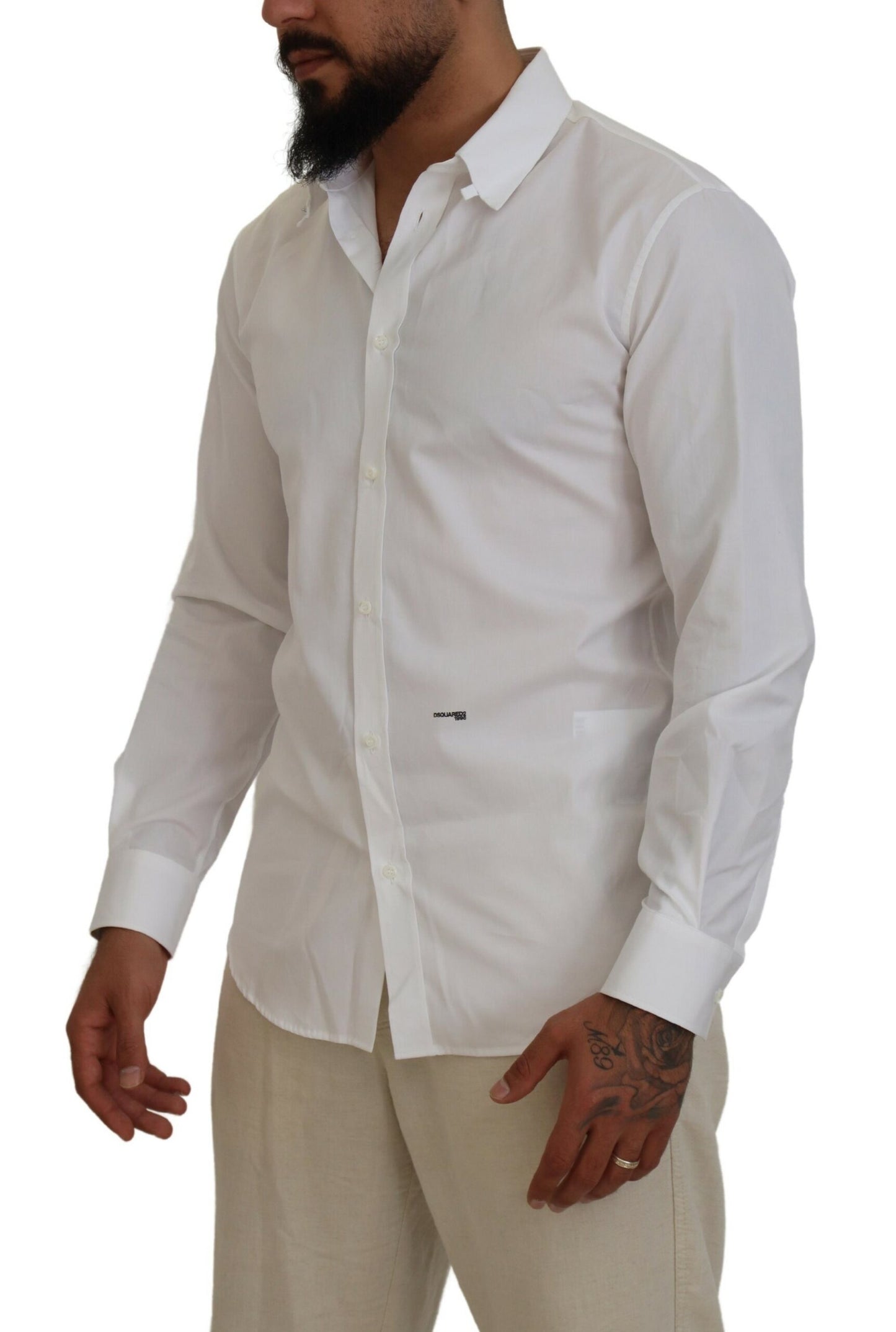 White Cotton Collared Long Sleeves Formal Shirt