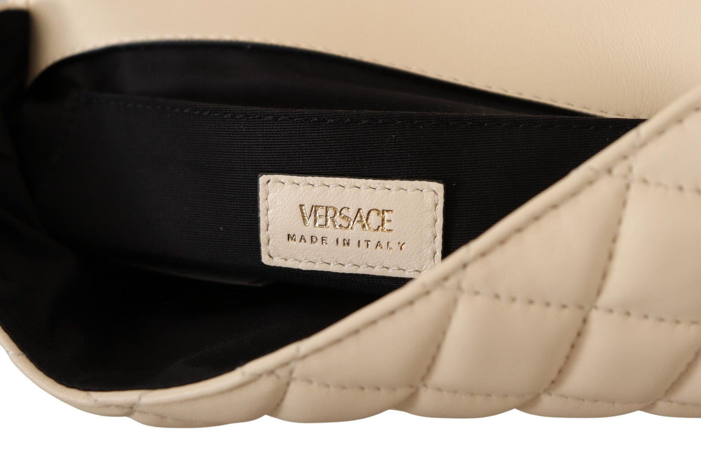 Elegant White Nappa Leather Shoulder Bag