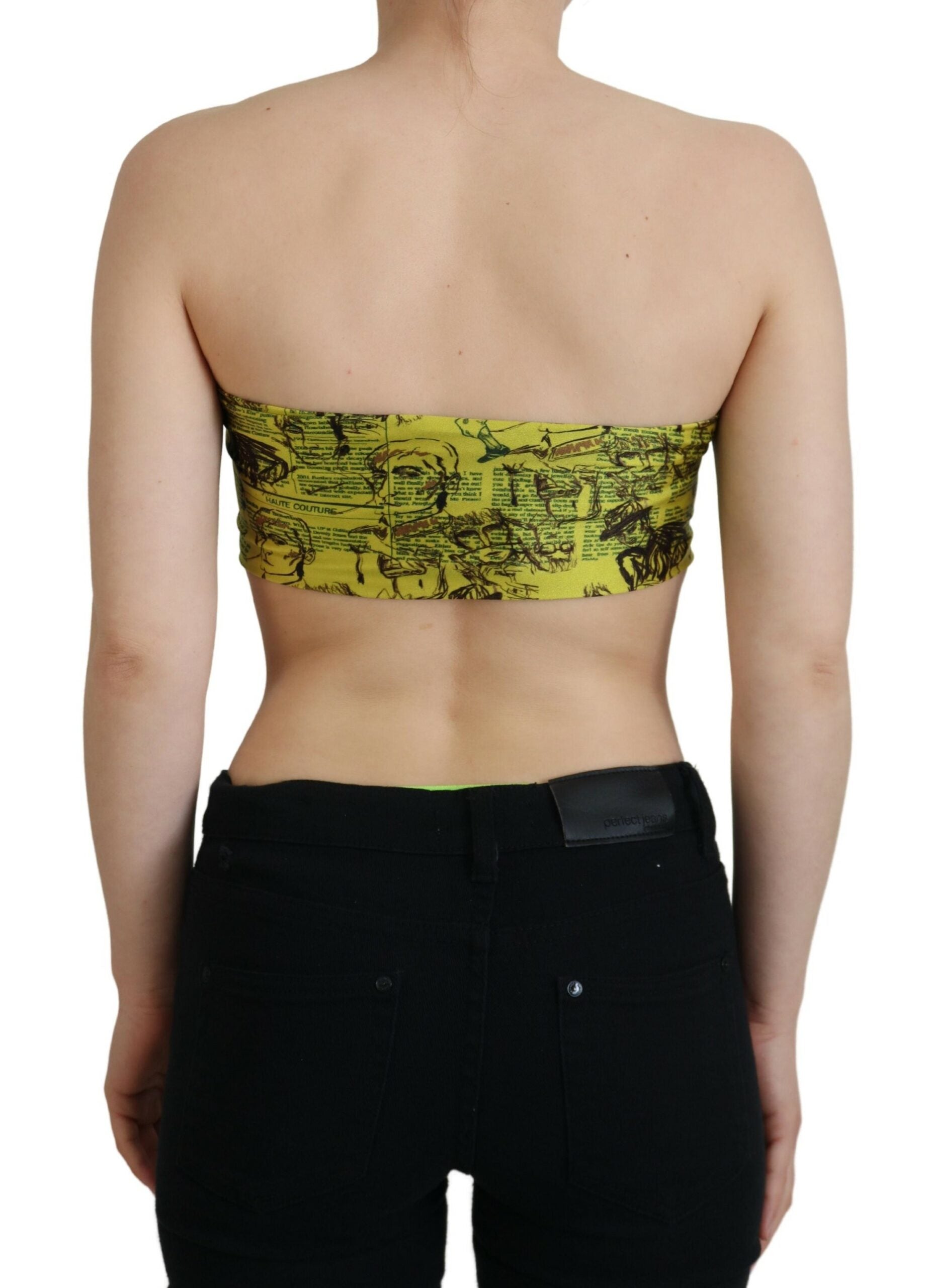 Chic Yellow Graphic Cropped Top