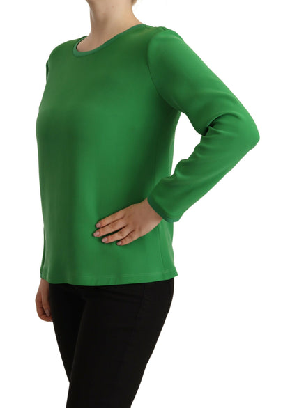 Elegant Silk Long Sleeve Sweater in Lush Green
