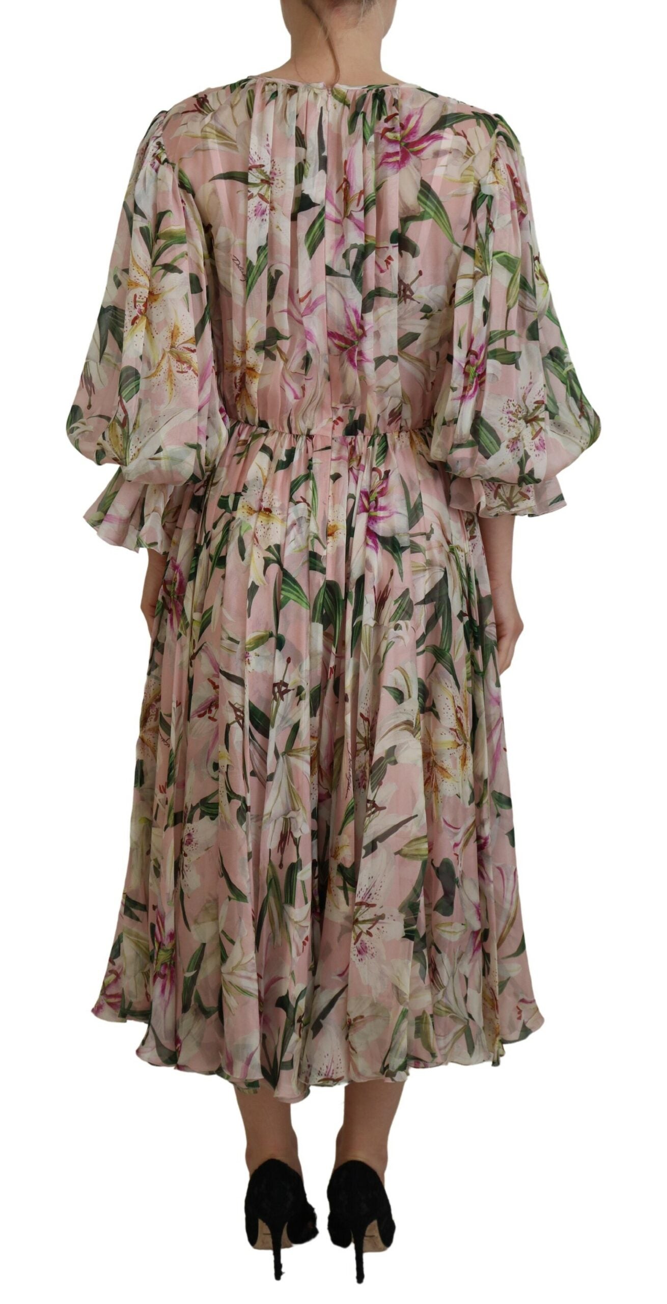 Floral Silk Maxi Dress with Back Zipper