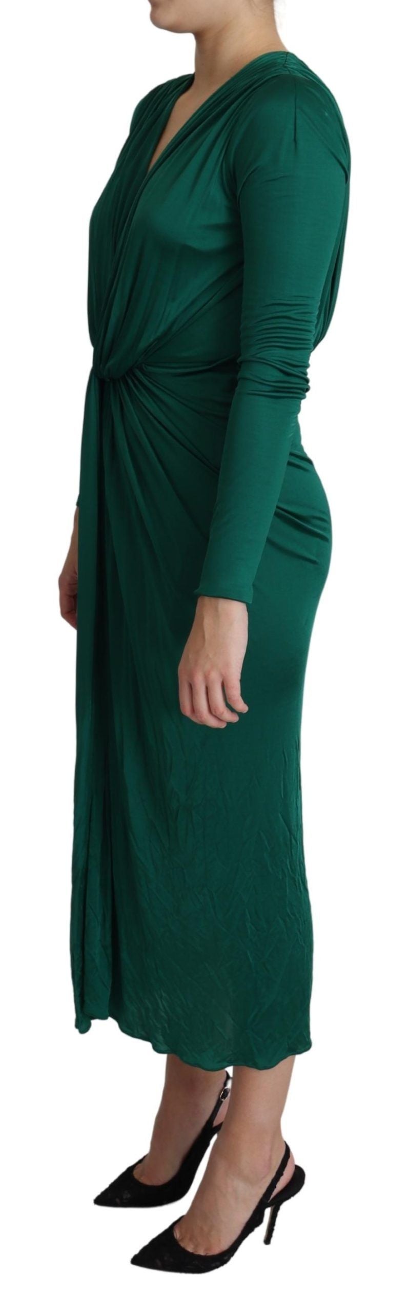 Emerald Elegance Bodycon Midi Dress
