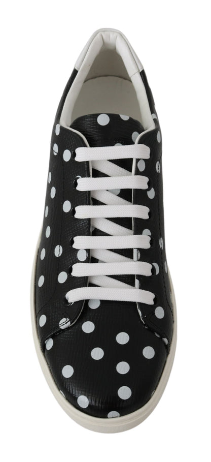 Black Polka Dotted Leather Sneakers