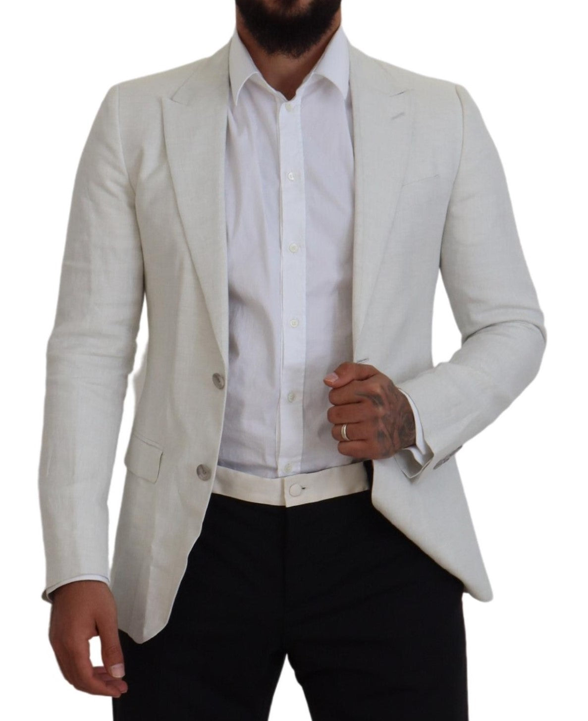 Elegant White Sicilia Single Breasted Blazer