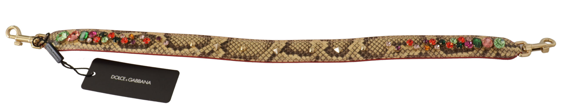 Elegant Beige Python Leather Bag Strap