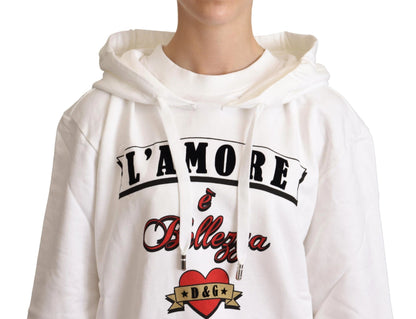 White L'Amore Motive Hooded Sweater