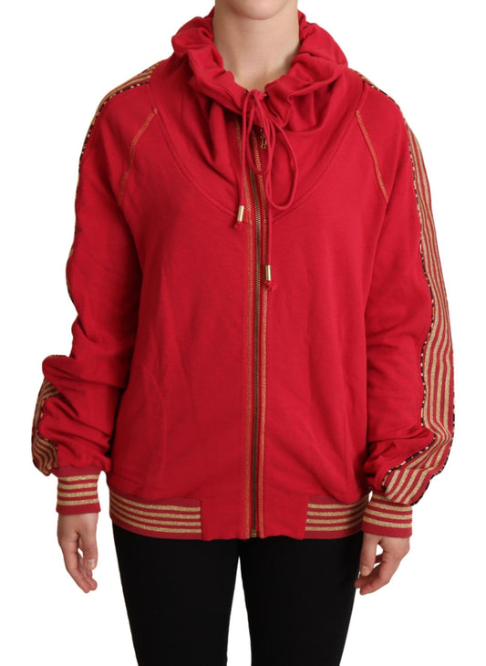 Radiant Red Cotton Full Zip Hooded Jacket