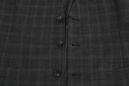 Elegant Checkered Wool Vest for the Urbane Man