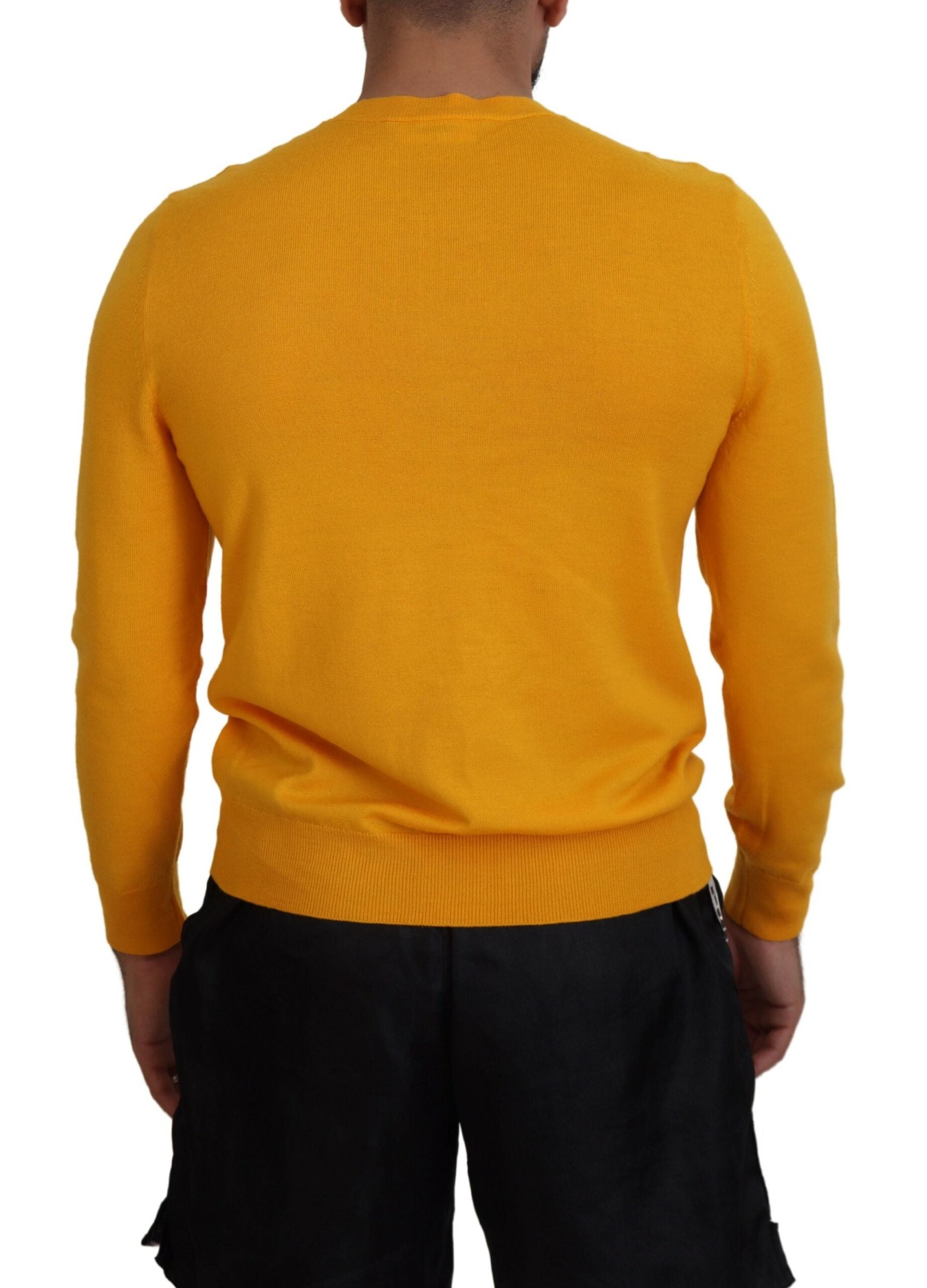 Orange Wool Long Sleeves Men Pullover Sweater