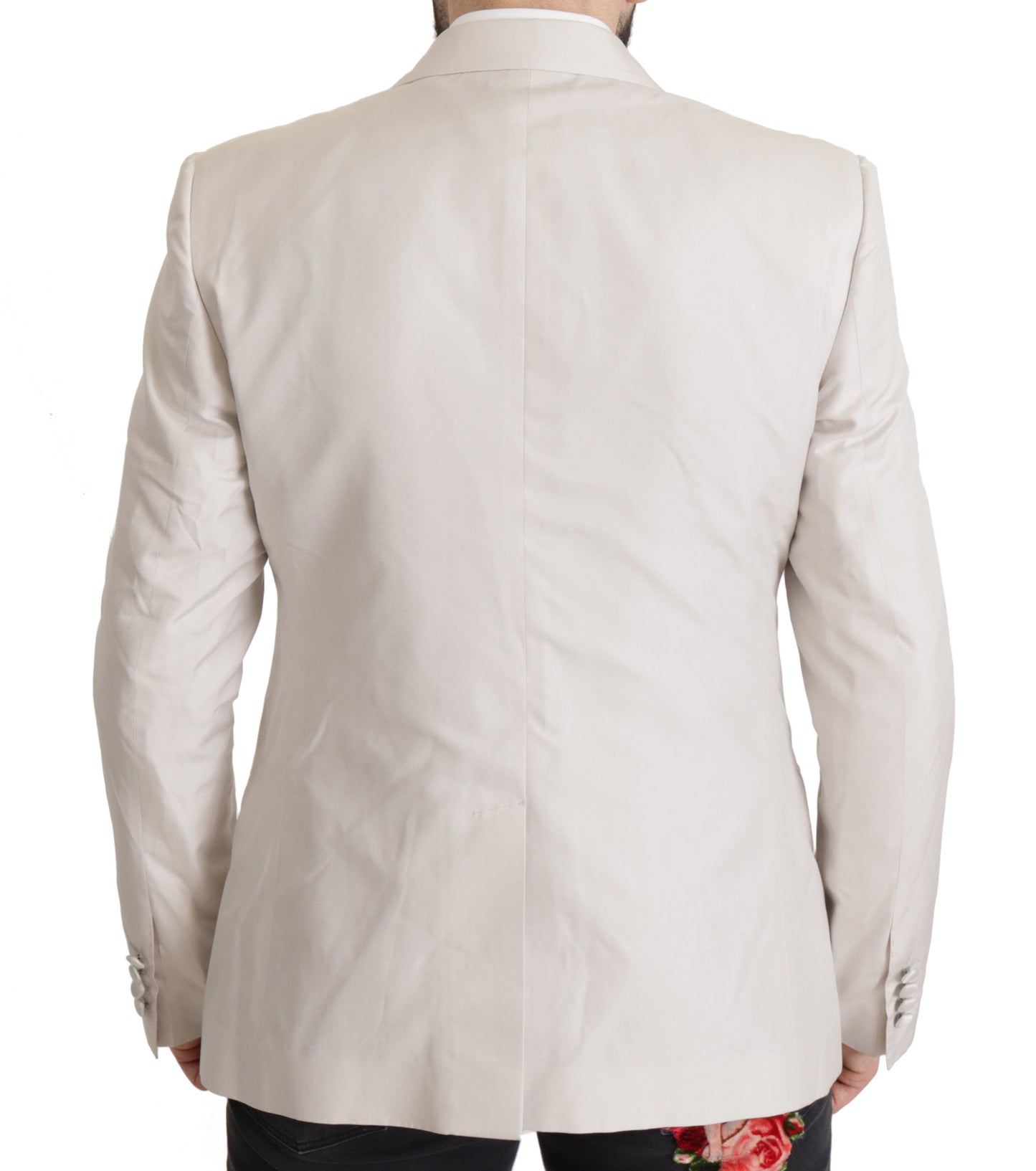 Elegant Light Gray Silk Blend Suit Jacket Set