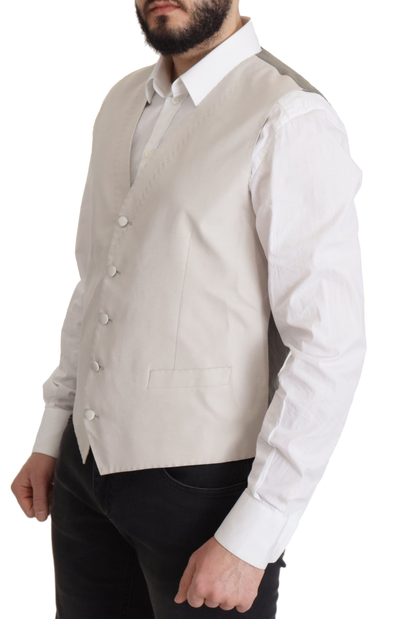 Elegant Light Gray Silk Blend Suit Jacket Set