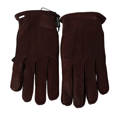 Elegant Maroon Wrist-Length Lambskin Gloves