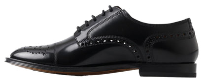 Elegant Black Leather Oxford Wingtip Shoes