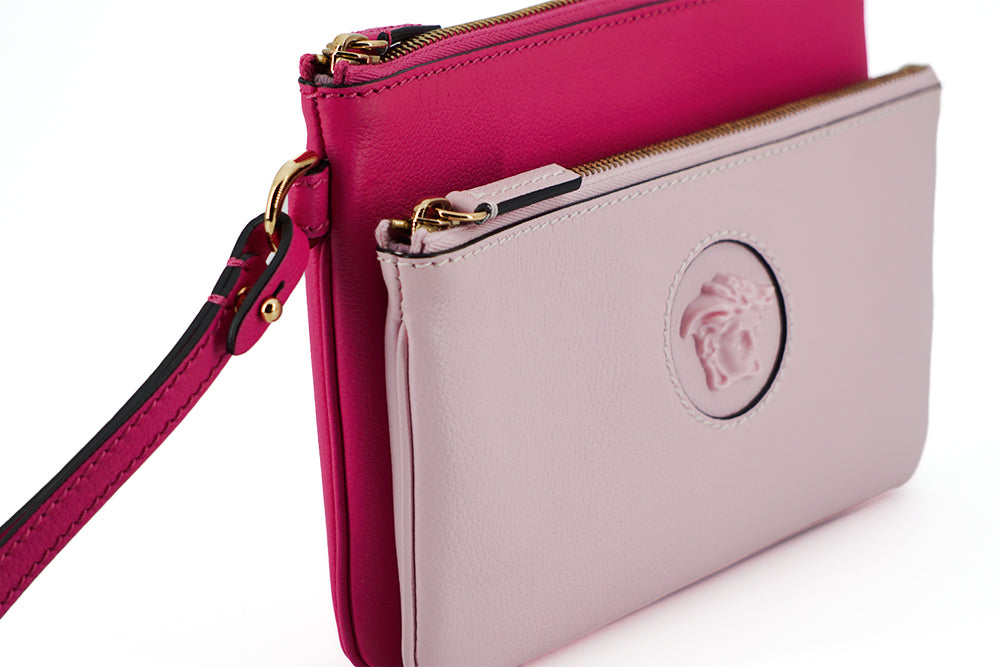 Elegant Pink Leather Pouch Clutch