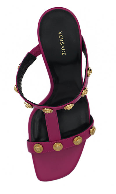 Elegant Purple Calf Leather High Sandals