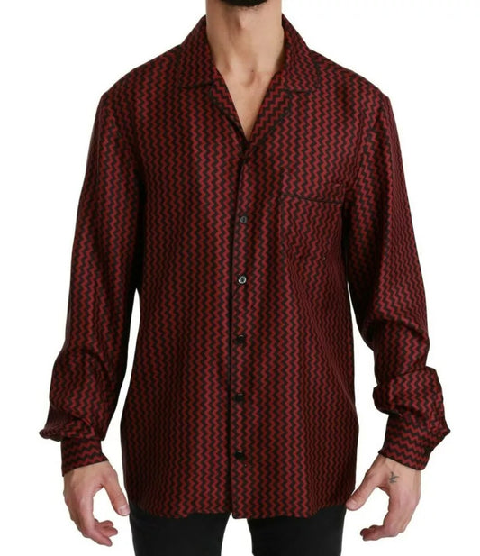 Black Red Zigzag Pattern Casual Shirt