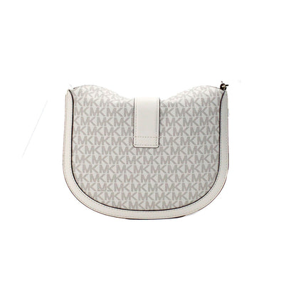 Gabby Small Cream Signature PVC Foldover Hobo Crossbody Bag