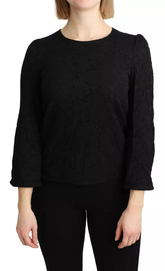 Black Lace Long Sleeves Blouse STAFF Top