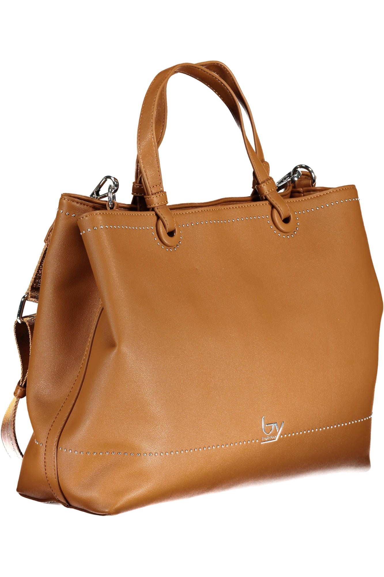 Elegant Two-Tone Brown Handbag with Logo Detail