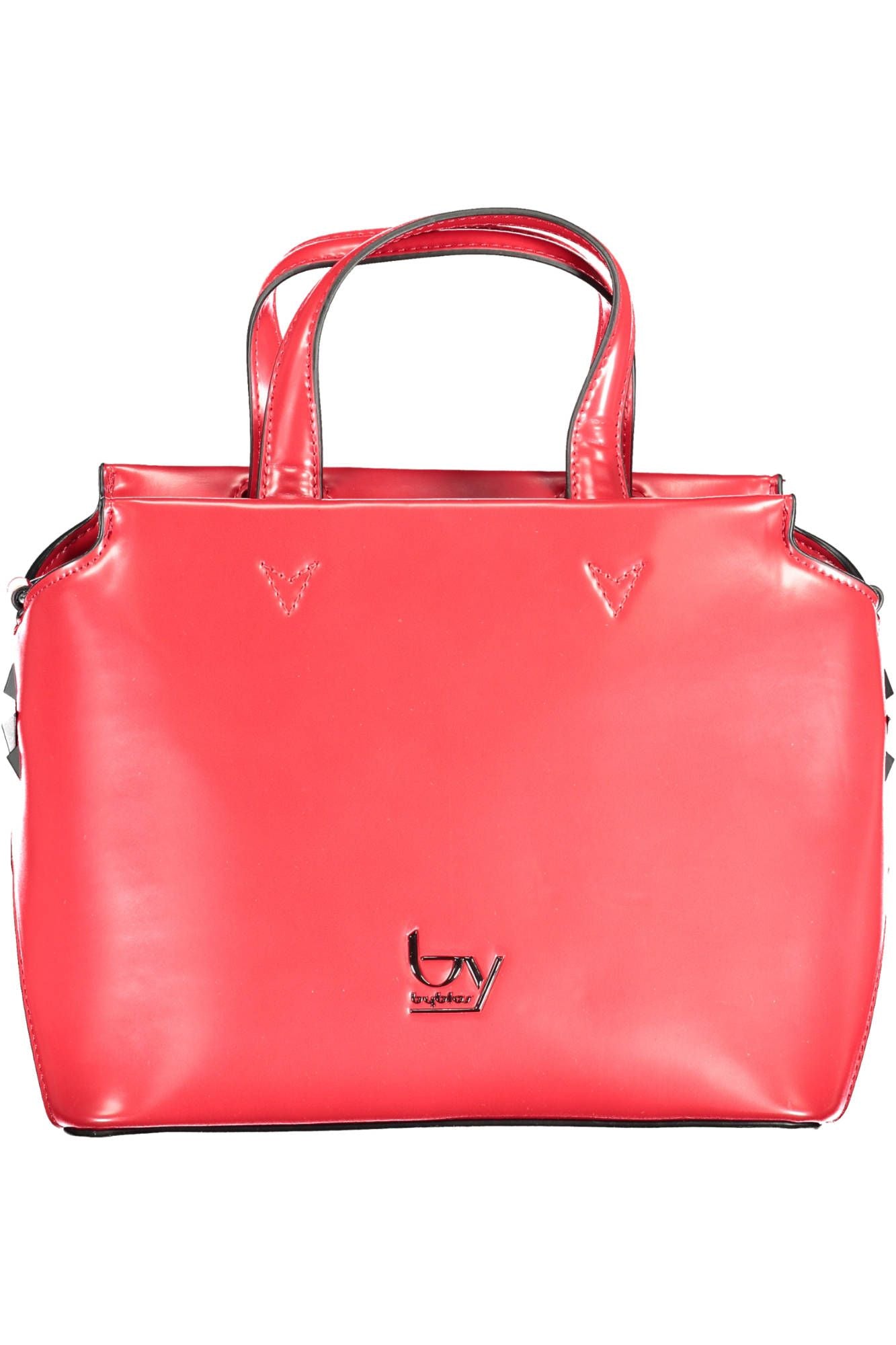 Elegant Red Satchel with Contrasting Details