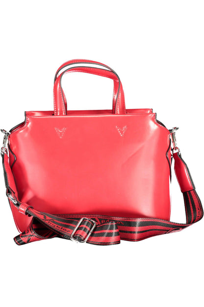 Elegant Red Satchel with Contrasting Details