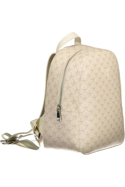 Elegant Beige Backpack with Contrasting Accents