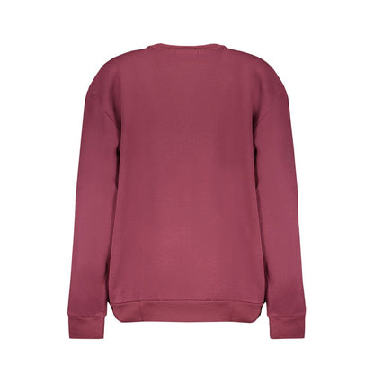 Purple Fleece Crew Neck Sweatshirt with Logo Print