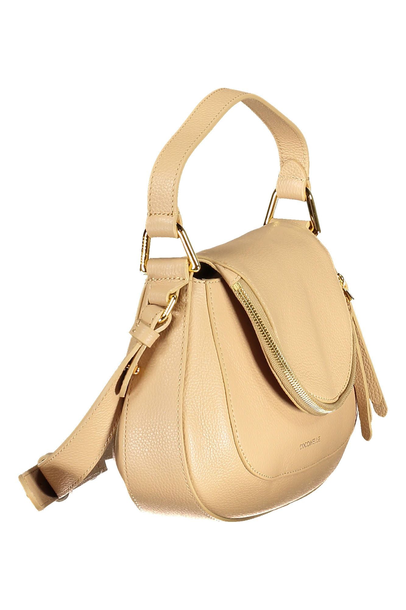 Beige Leather Elegance Shoulder Bag