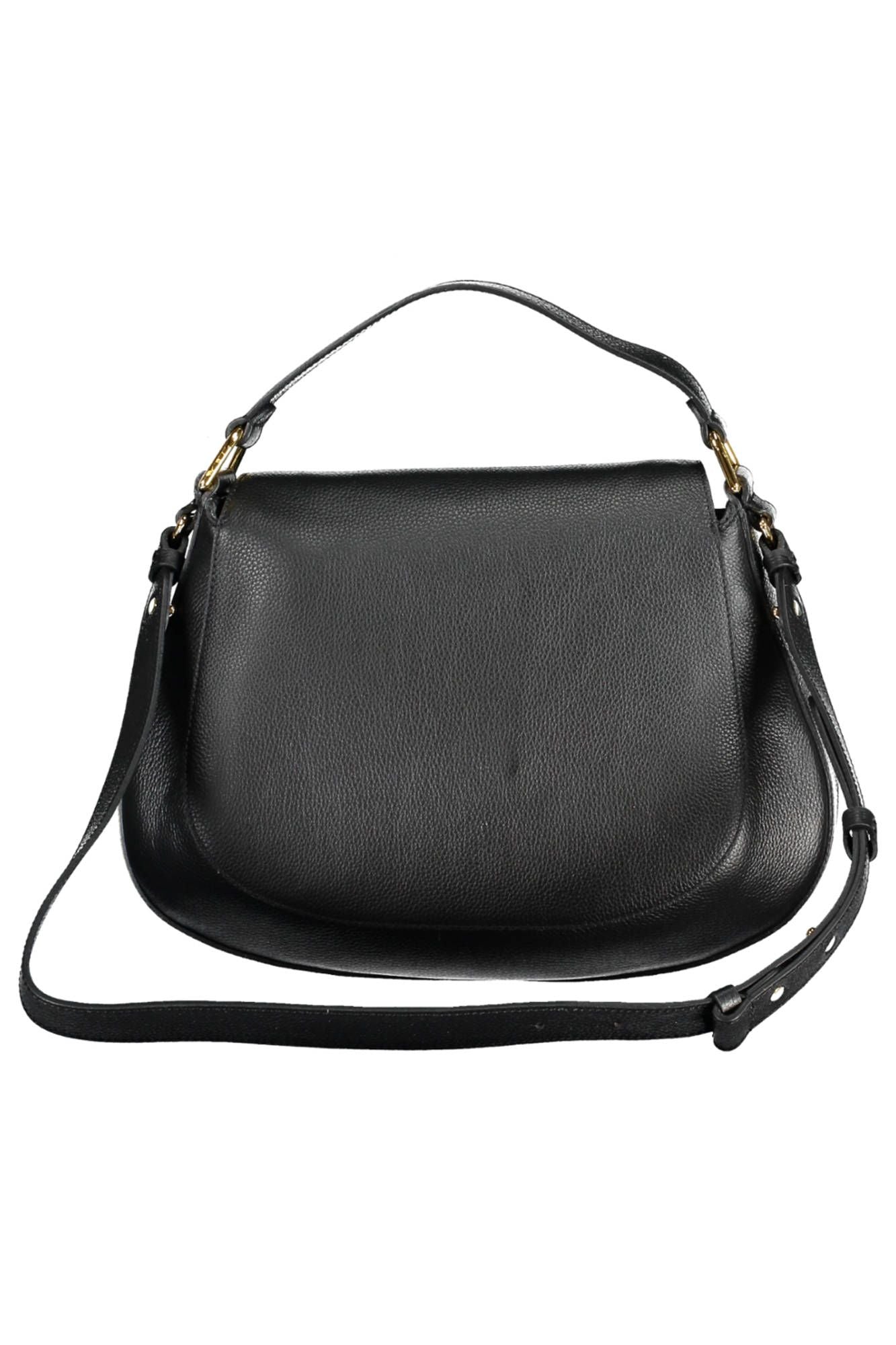 Elegant Black Leather Handbag with Versatile Strap