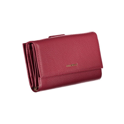 Elegant Dual-Compartment Pink Leather Wallet