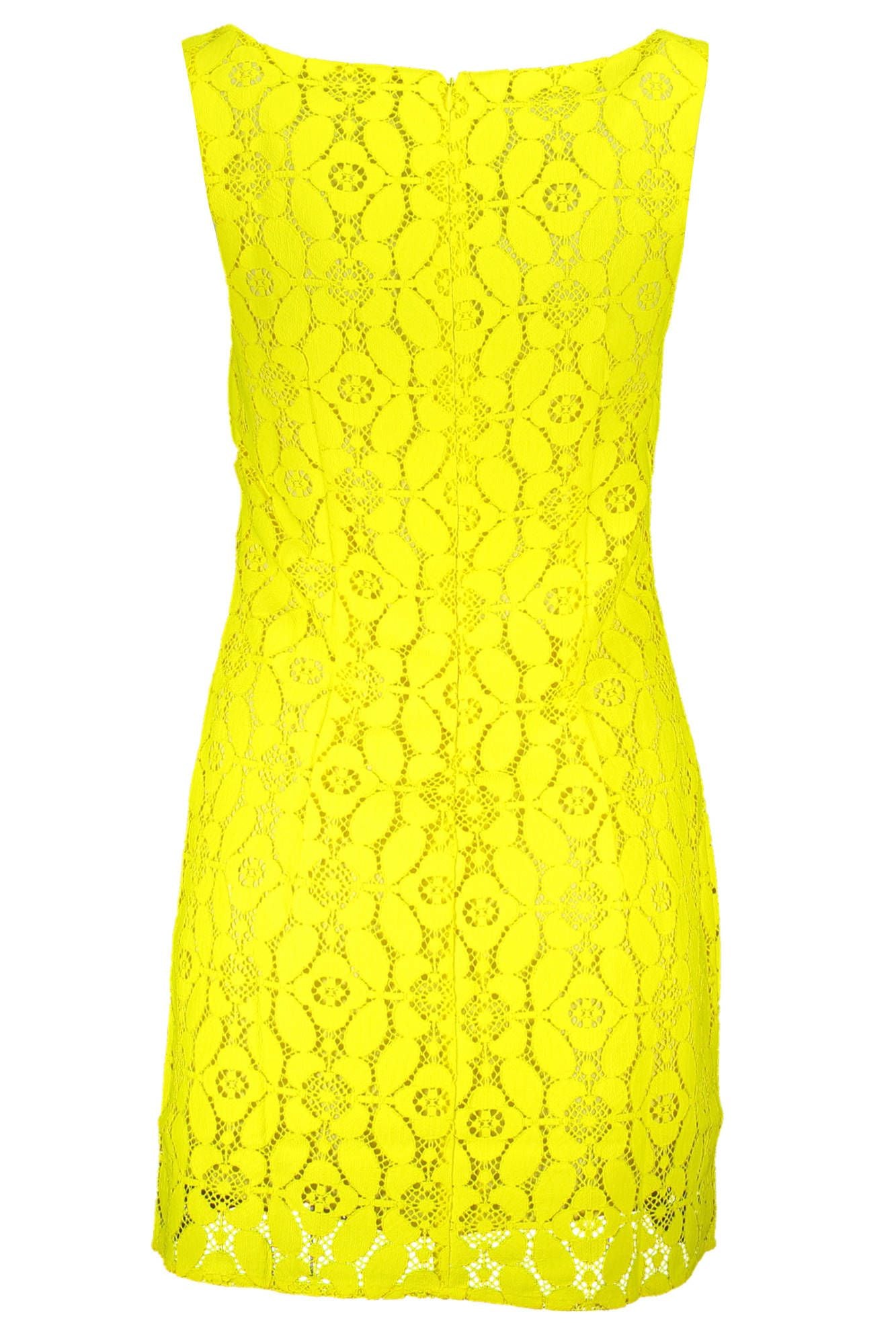 Chic Yellow Square Neck Sleeveless Dress