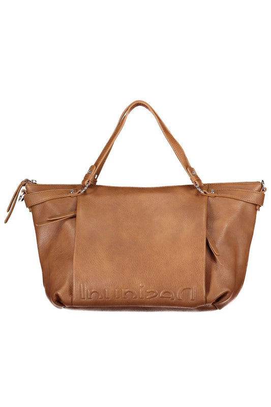 Chic Brown Polyurethane Handbag with Versatile Straps