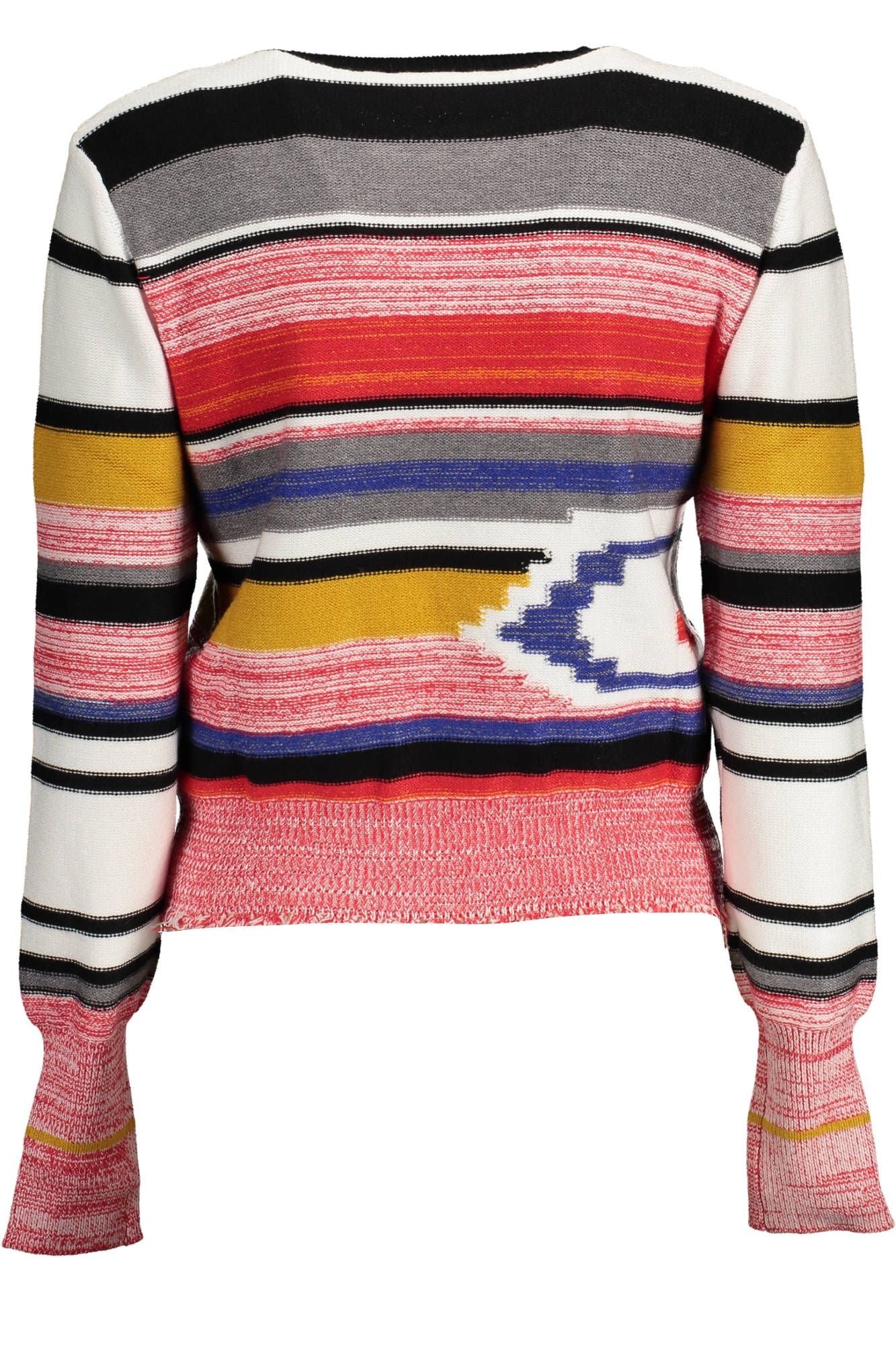 Chic Pink Round Neck Sweater with Contrasting Detail