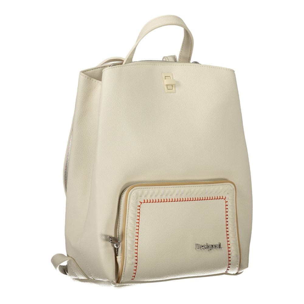 Elegant White Backpack with Contrast Details