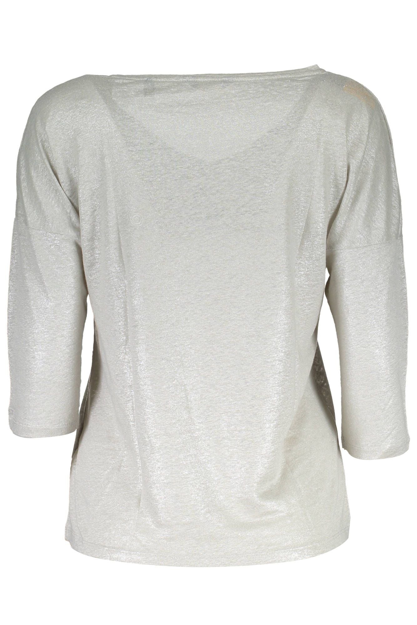 Elegant Gray V-Neck Sweater with 3/4 Sleeves
