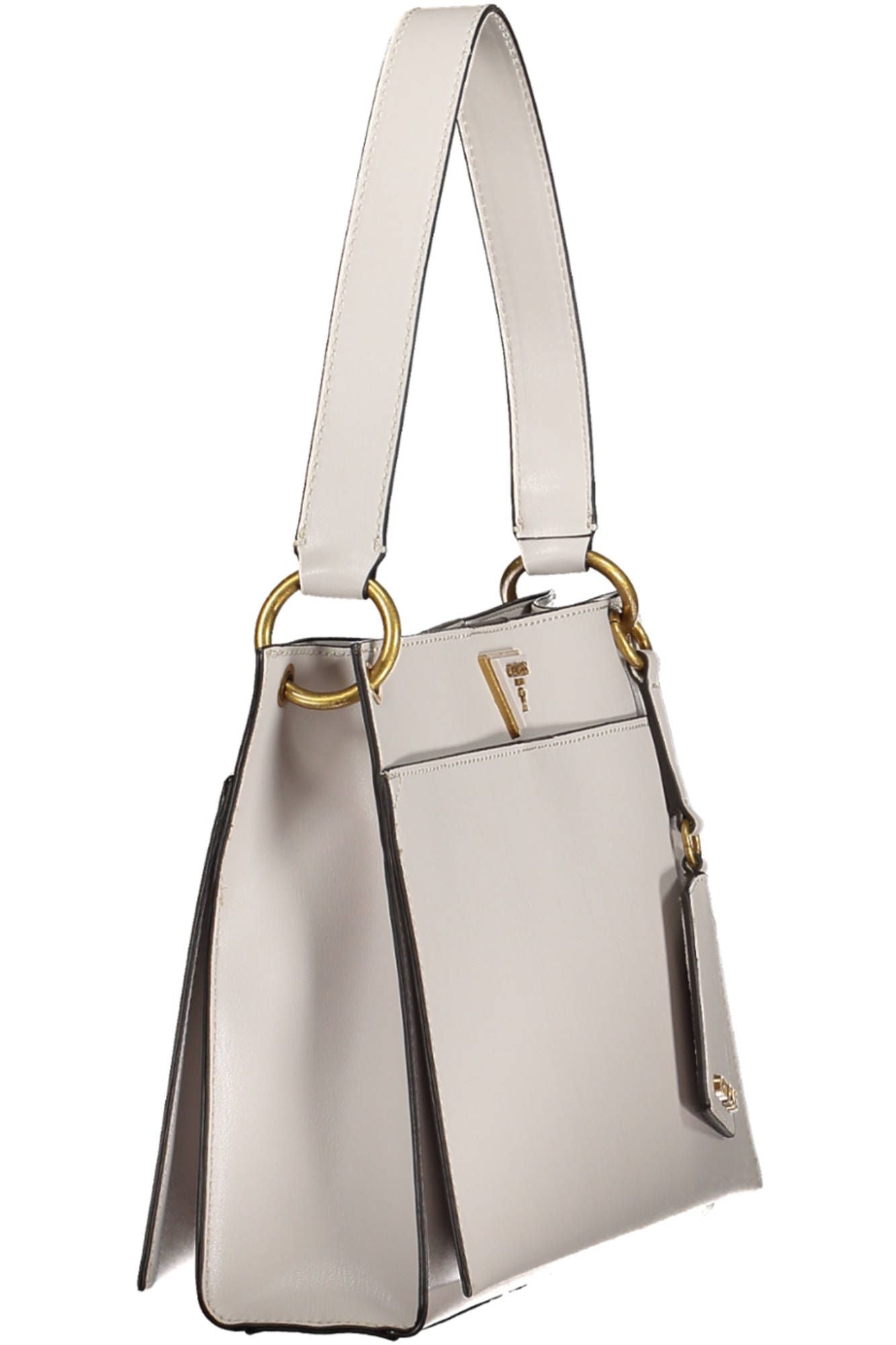 Chic Gray Polyurethane Shoulder Bag with Logo