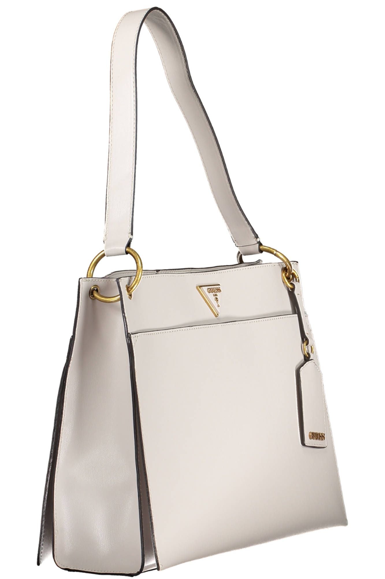 Chic Gray Shoulder Bag with Contrasting Details