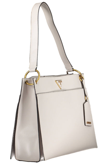 Chic Gray Shoulder Bag with Contrasting Details