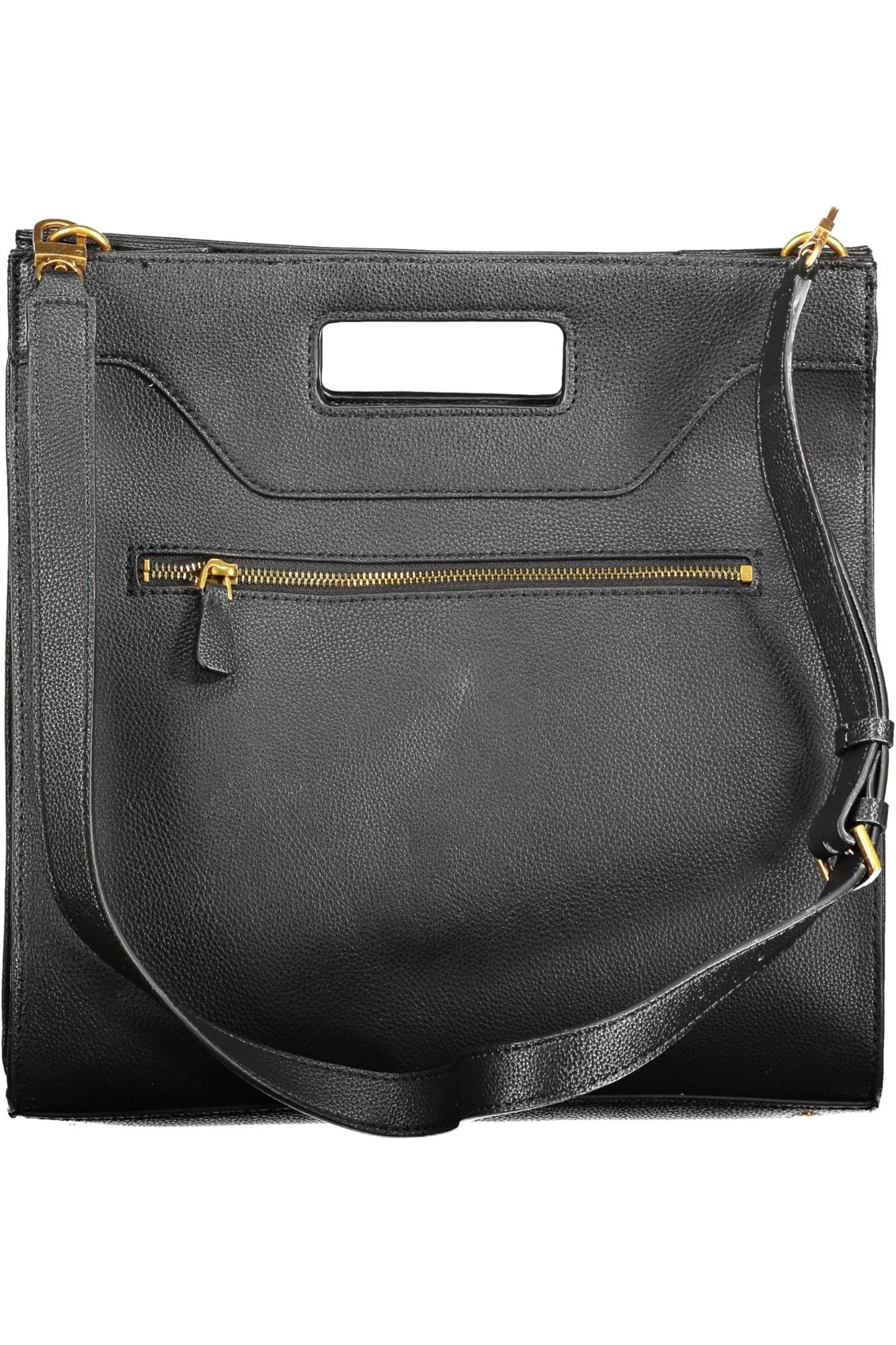 Chic Black Handbag with Contrasting Details