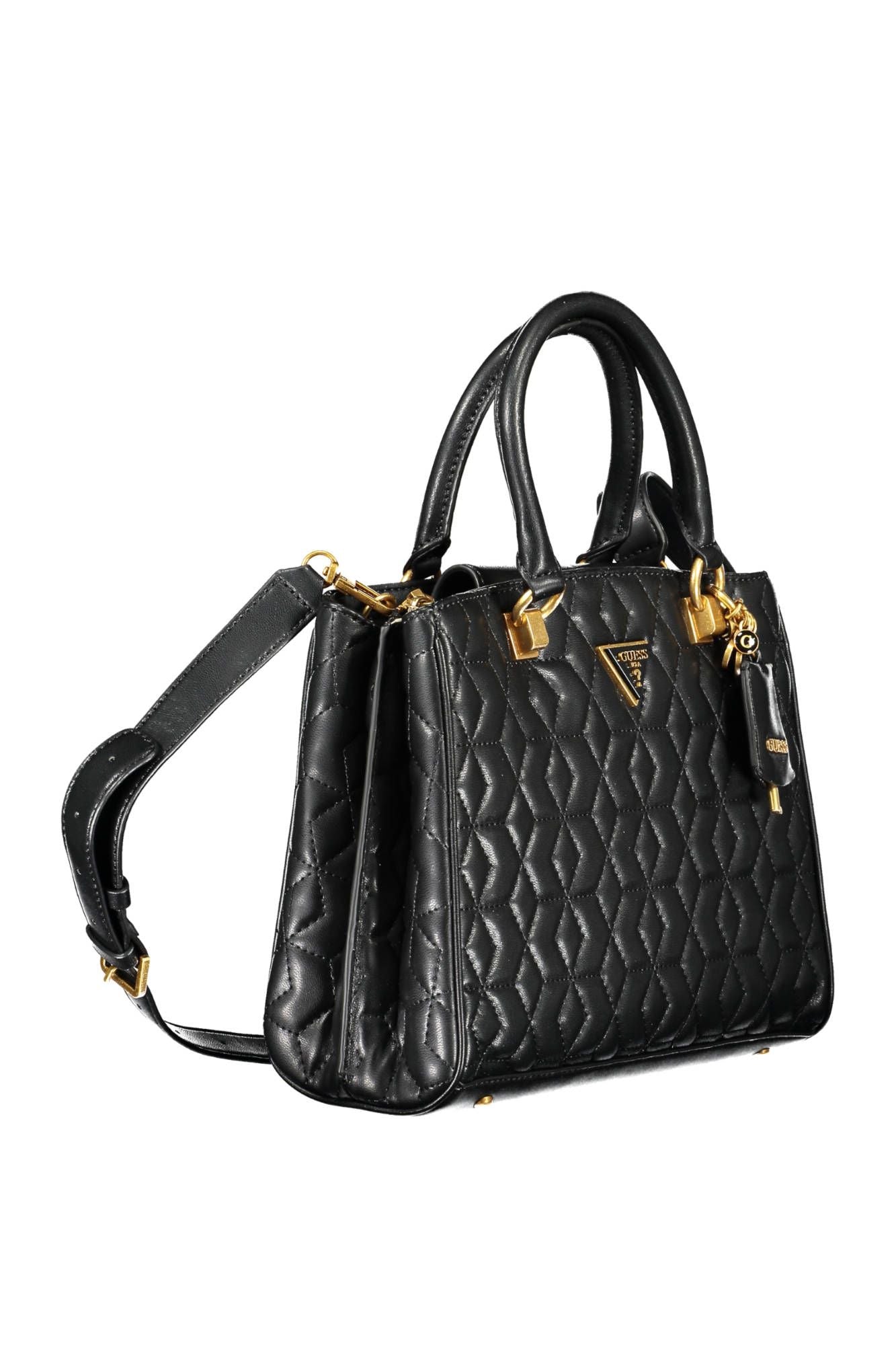 Chic Black Polyurethane Handbag