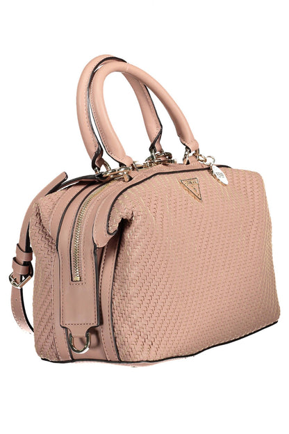 Chic Pink Satchel with Contrasting Details
