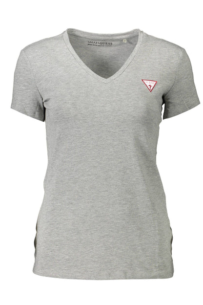 Chic V-Neck Logo Tee in Gray