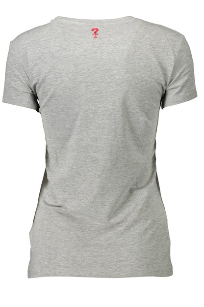 Chic V-Neck Logo Tee in Gray