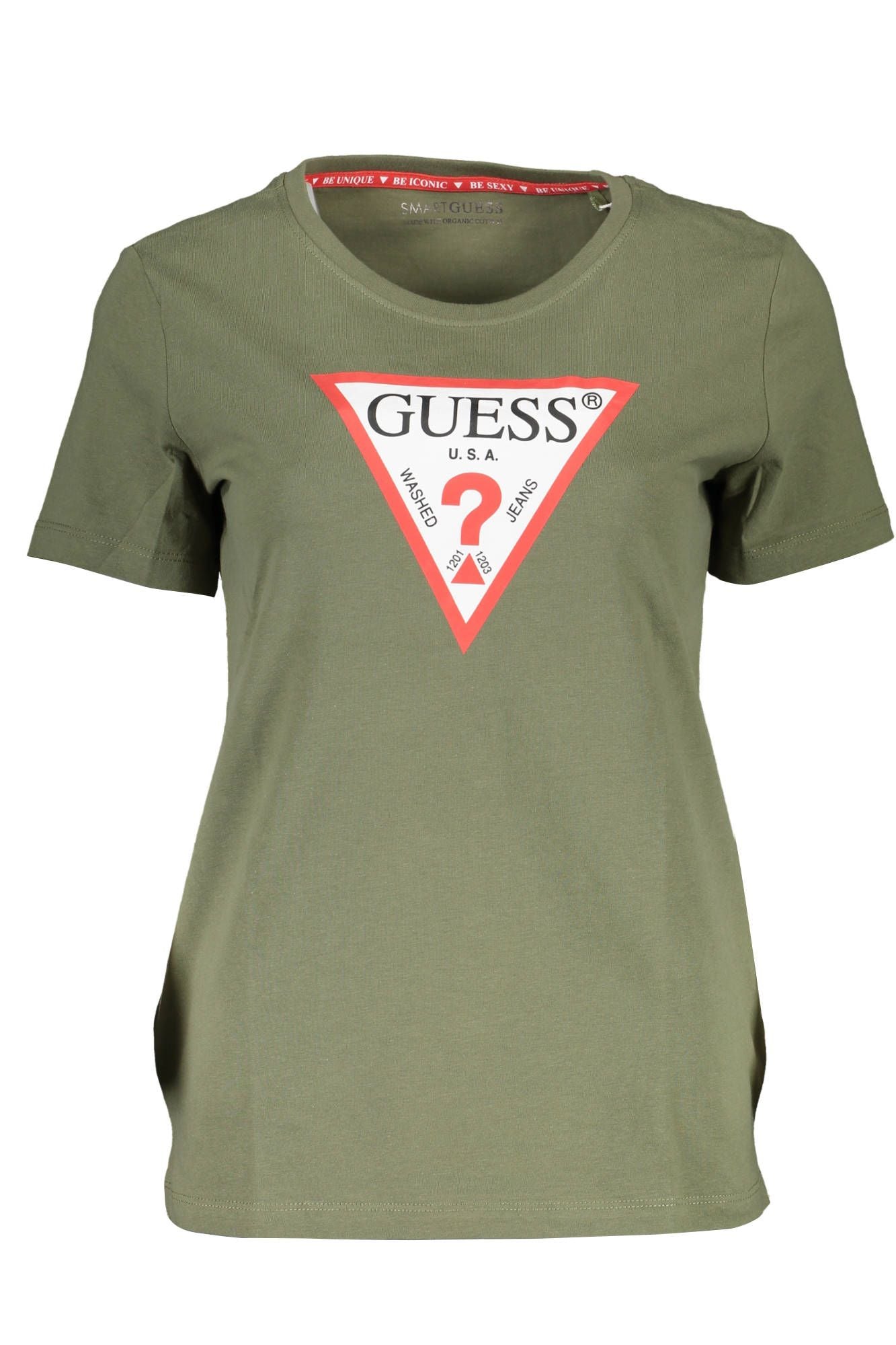 Chic Green Crew Neck Logo Tee