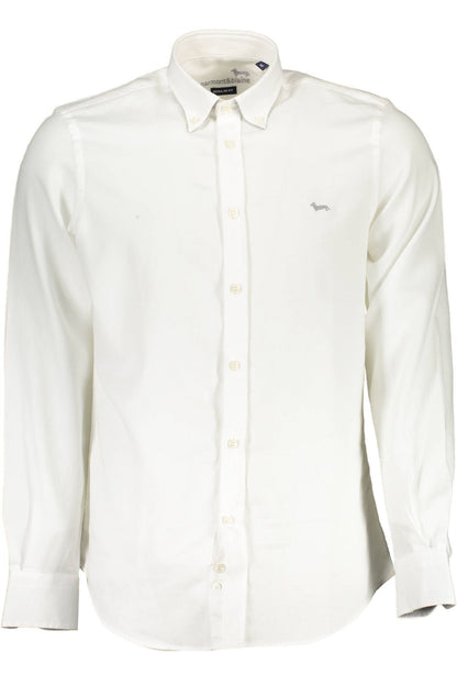 Elegant White Cotton Shirt with Contrasting Cuffs
