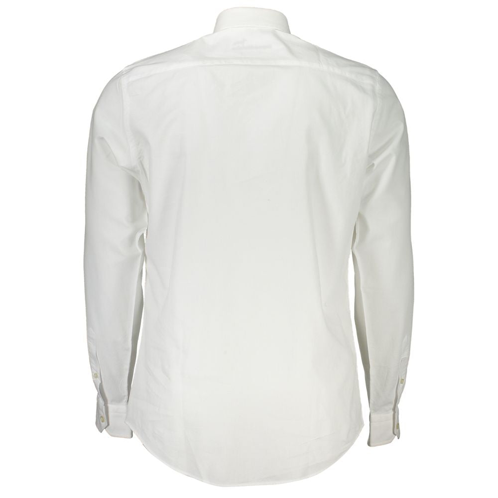 Elegant White Narrow Fit Long Sleeve Shirt