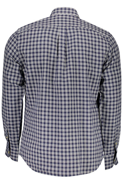 Elegant Blue Cotton Shirt with Contrasting Cuffs