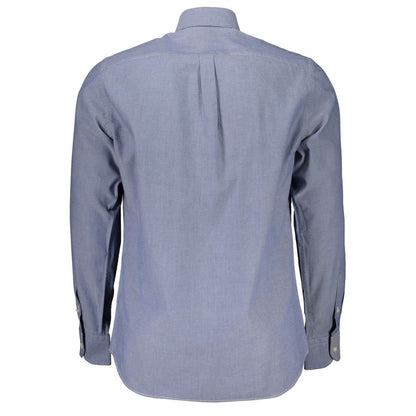 Elegant Blue Button-Down Organic Cotton Shirt