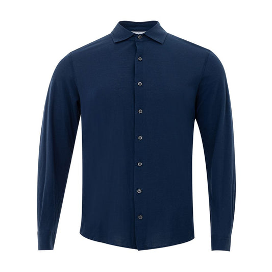 Exquisite Italian Cotton Men's Blue Shirt