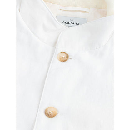 Elegant White Linen-Cotton Blend Jacket